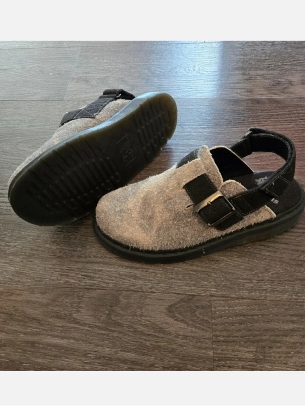 Dr. Martens Jorge II Hairy Suede Slingback Mule Gray/bBlack Sandals Size M8 L9